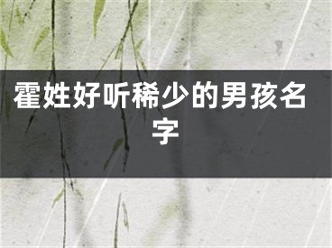 霍姓好听稀少的男孩名字