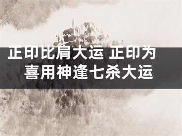 正印比肩大运 正印为喜用神逢七杀大运