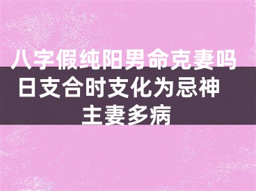 八字假纯阳男命克妻吗 日支合时支化为忌神主妻多病