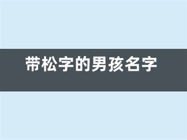 带松字的男孩名字