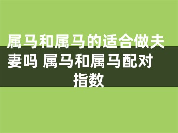 属马和属马的适合做夫妻吗 属马和属马配对指数