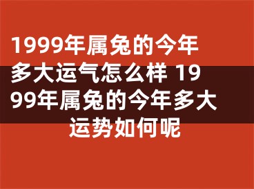 1999年属兔的今年多大运气怎么样 1999年属兔的今年多大运势如何呢