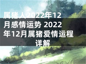 属猪人2022年12月感情运势 2022年12月属猪爱情运程详解