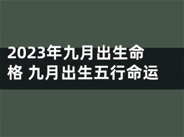 2023年九月出生命格 九月出生五行命运