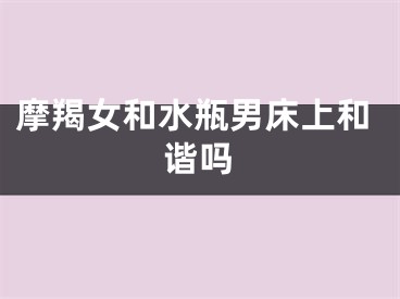 摩羯女和水瓶男床上和谐吗