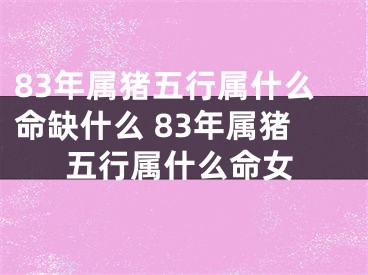 83年属猪五行属什么命缺什么 83年属猪五行属什么命女