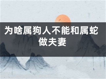 为啥属狗人不能和属蛇做夫妻