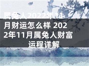 属兔人2022年11月财运怎么样 2022年11月属兔人财富运程详解