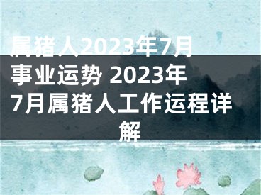 属猪人2023年7月事业运势 2023年7月属猪人工作运程详解