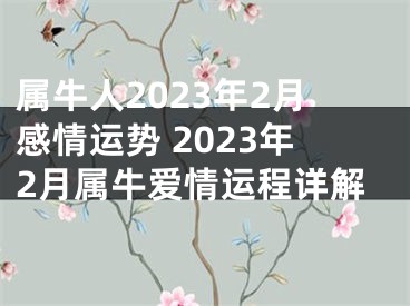 属牛人2023年2月感情运势 2023年2月属牛爱情运程详解