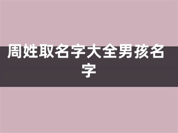 周姓取名字大全男孩名字