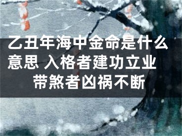 乙丑年海中金命是什么意思 入格者建功立业带煞者凶祸不断